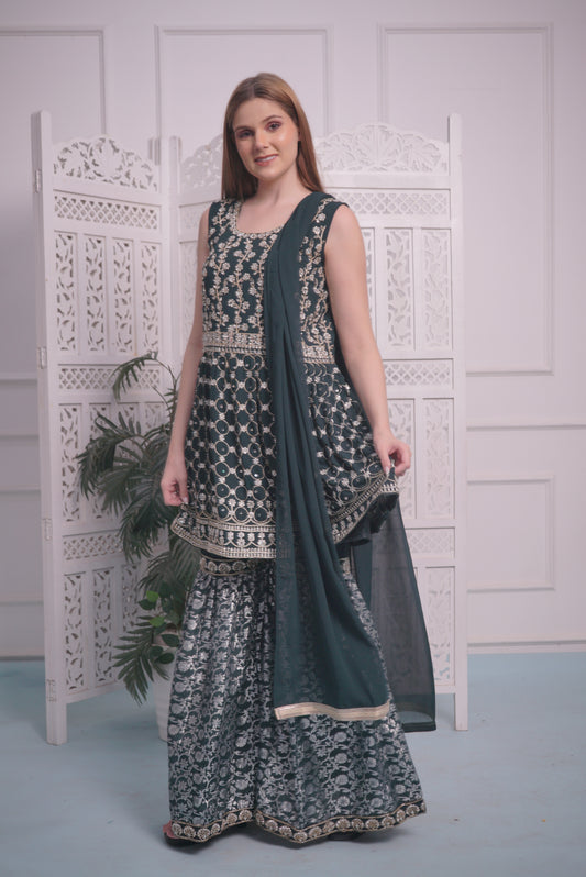 Green Garara Suit set  for women | Ladies |Girls