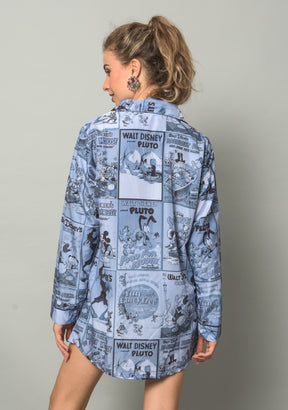 Krakshi - Mickey Printed Oversized Blue Shirt for Girls & Women