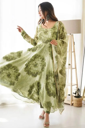 Krakshi- Mehndi Green  Anarkali specially designed for Women| Girls|Party Wear | Mehndi Party