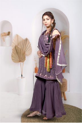 Krakshi-Elegant Pastel purple Colour Sharara/Garara Set  suit for Women|Girls|Ladies| Festival|Party