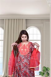 Krakshi- Elegant Red Anarkali cotton suit for Women|| Girls|| Ladies