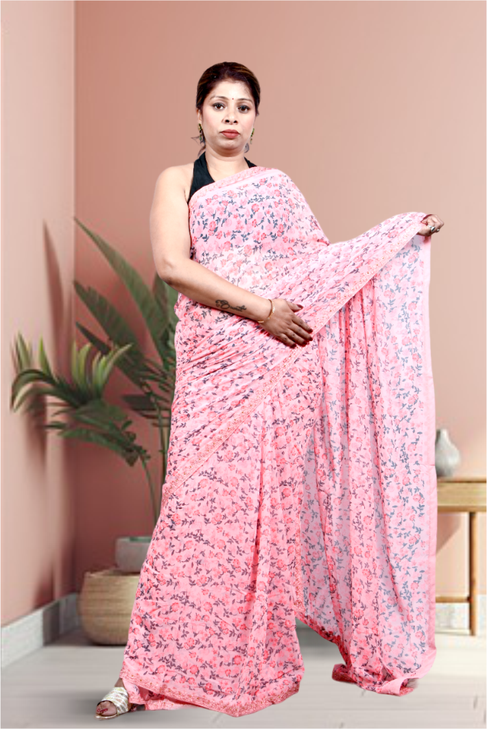 Krakshi - Floral Print casual wear saree for women