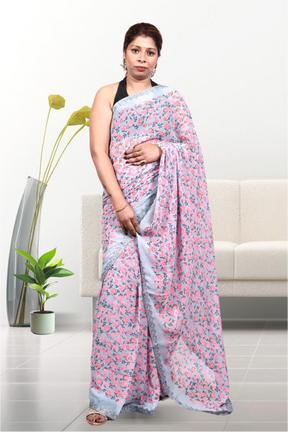 Krakshi - Floral Print casual wear saree for women