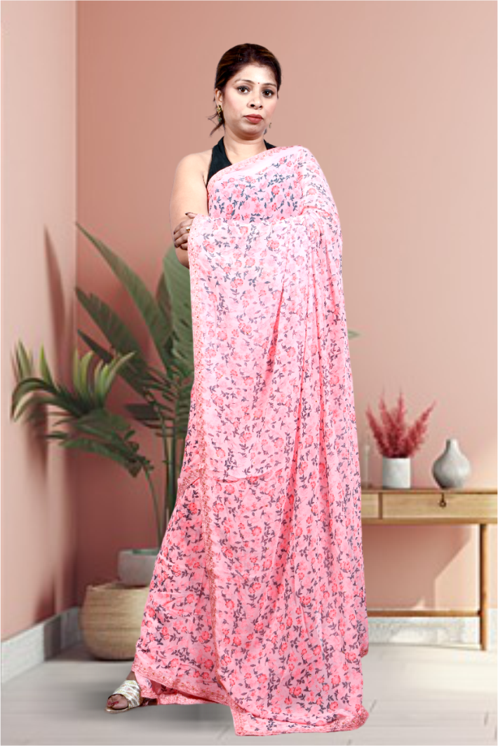 Krakshi - Floral Print casual wear saree for women