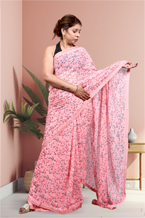 Krakshi - Floral Print casual wear saree for women