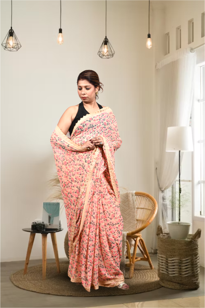 Krakshi - Floral Print casual wear saree for women