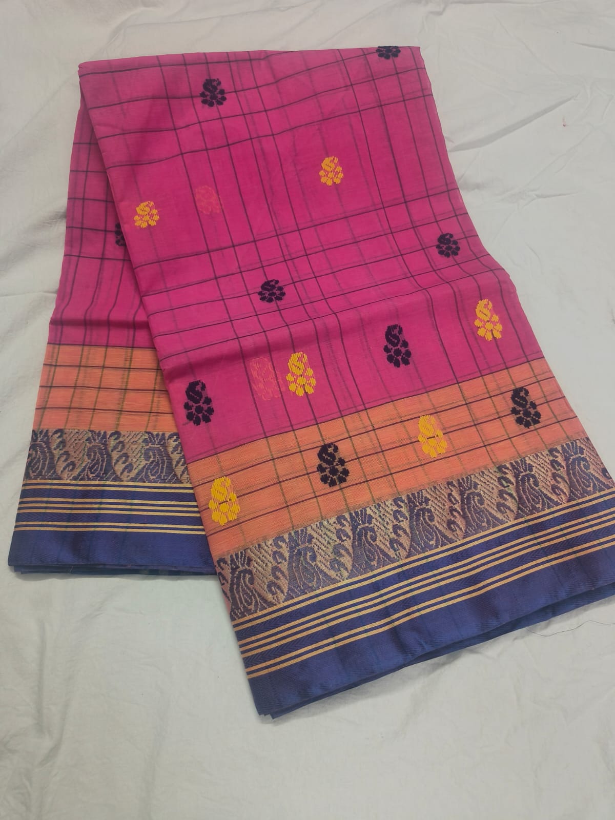 Krakshi- Hot Pink Bomkai Handloom Cotton Saree