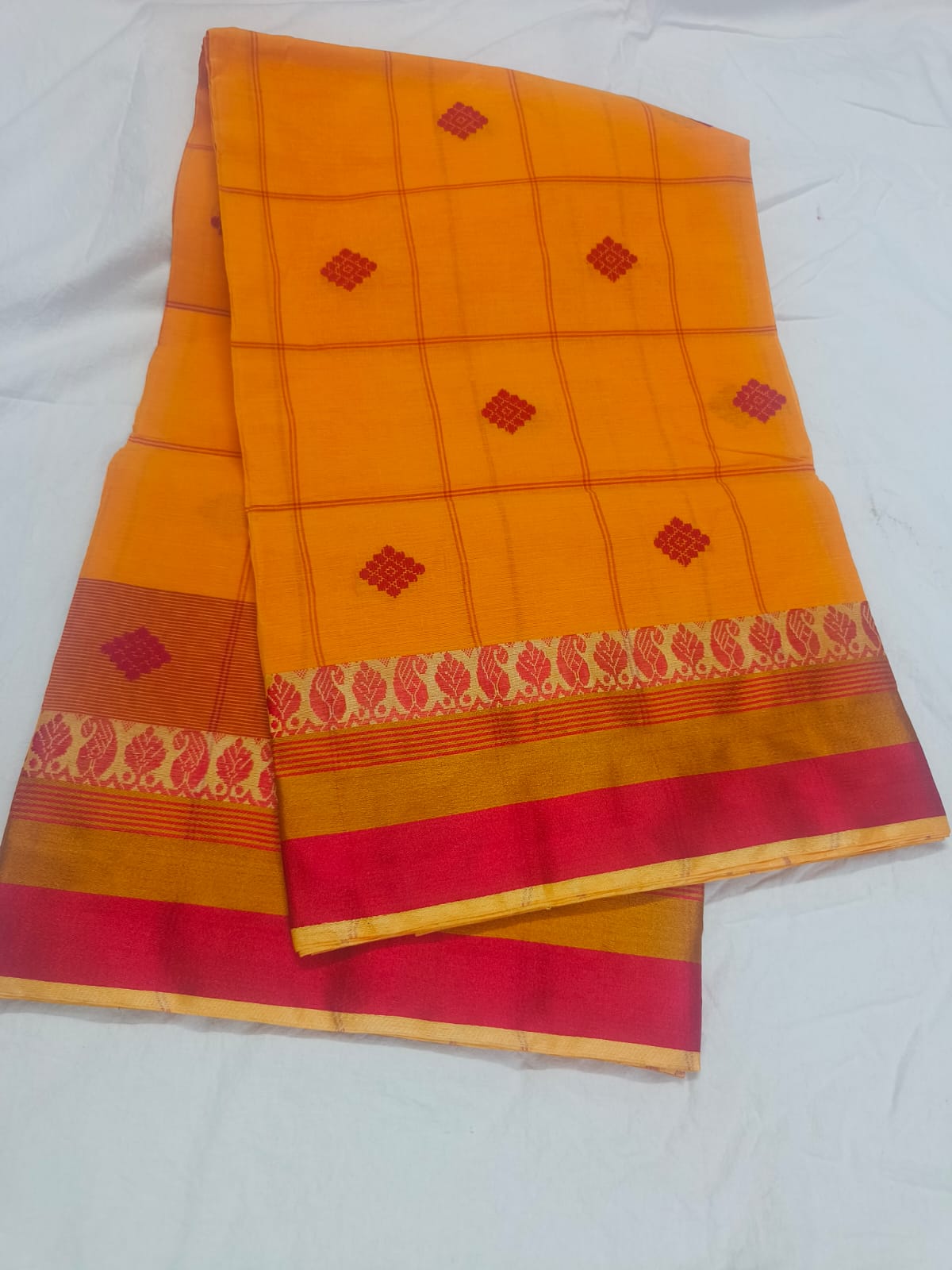 Krakshi- Yellow Bomkai Handloom Cotton Saree