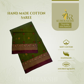 Krakshi- Green Bomkai Handloom Cotton Saree