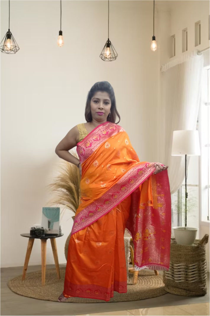 Krakshi- Semi Banarasi tissue silk saree for women