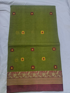 Krakshi- Green Bomkai Handloom Cotton Saree